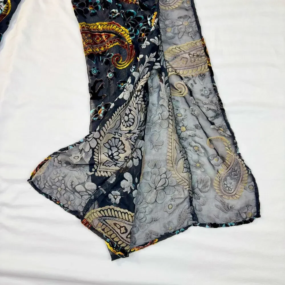 Lioness Velvet Burnout Paisley Wide Leg Pants Women's Small Whimsigoth Festival - Picture 10 of 15